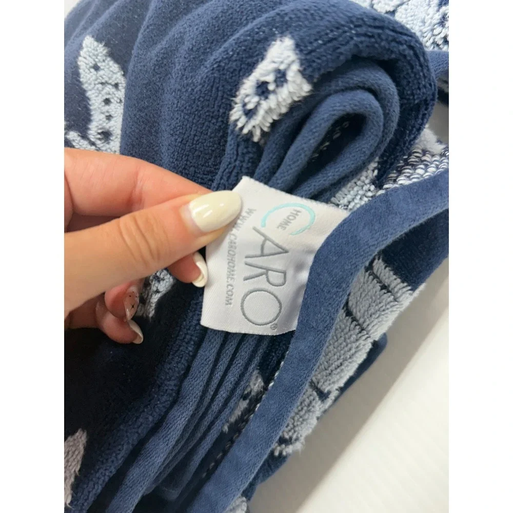 Caro Home Towel Set Navy Blue Sea Turtle Coastal Nautical Bathroom Decor 4 Piece
